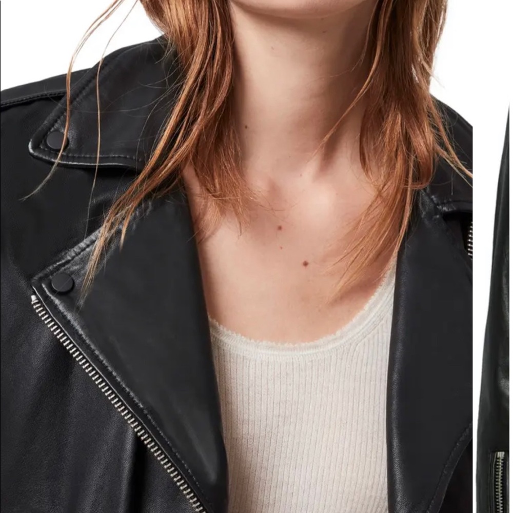❌SOLD❌All Saints Balfern Leather Jacket+Black+4 - Picture 2 of 9
